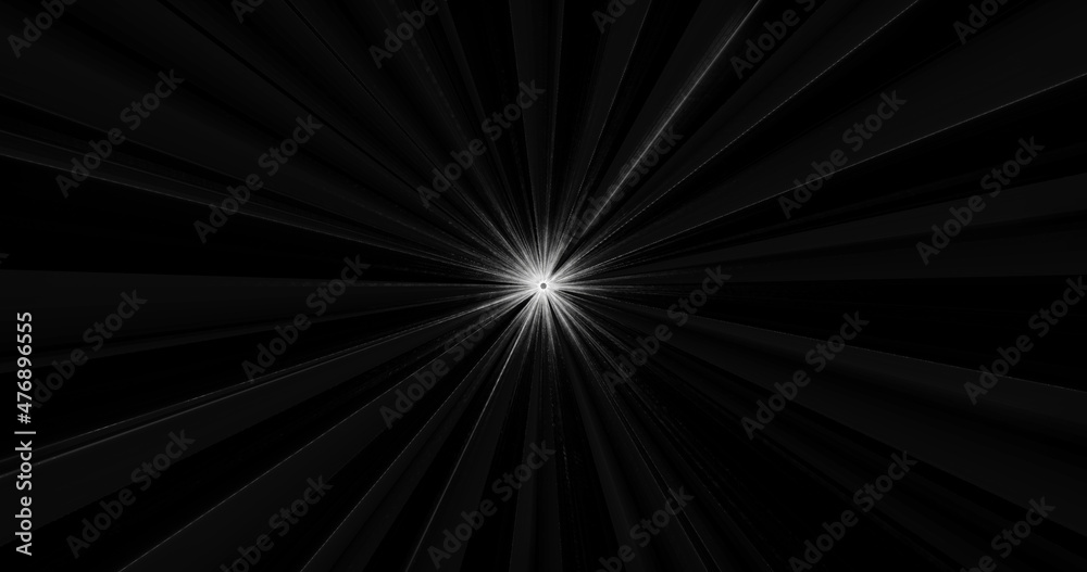 Fototapeta premium Render with rays from the center on black and white background