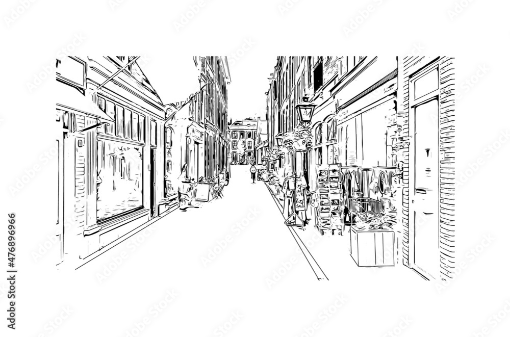 Building view with landmark of Leiden is the
city in the Netherlands. Hand drawn sketch illustration in vector. Building view with landmark of Leiden is the
city in the Netherlands. Hand drawn sketch illustration in vector.