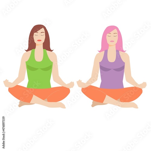 set of hand drawn elements vector yoga poses padmasana