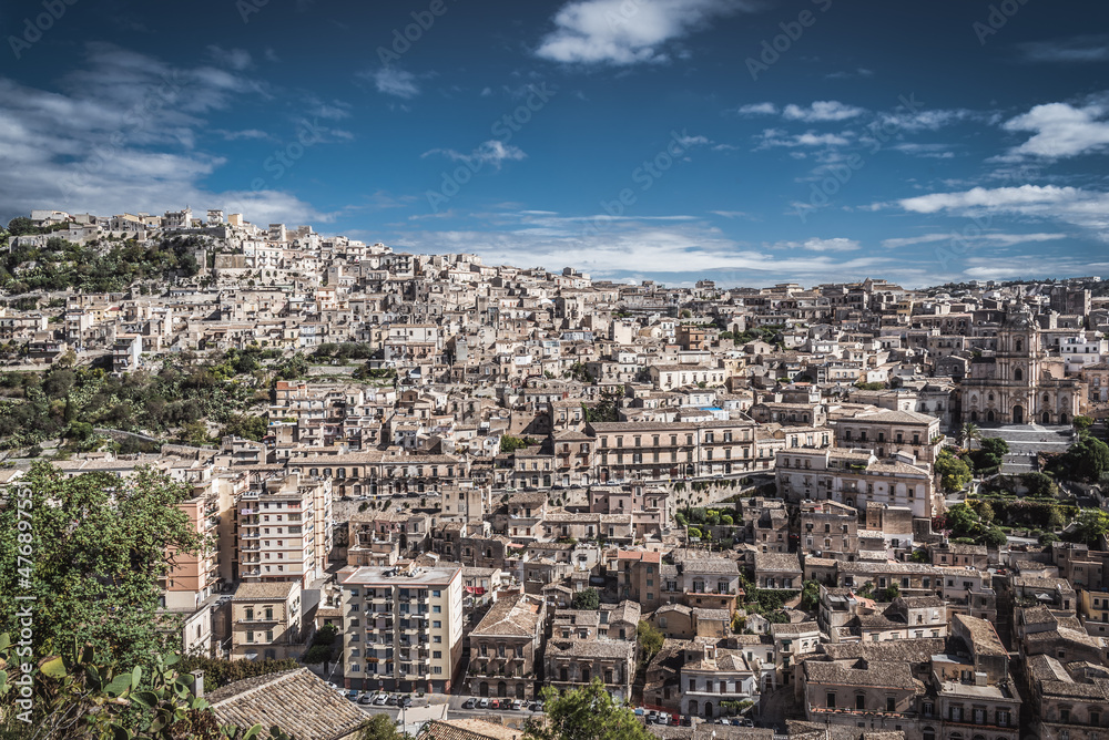 Naklejka premium Wonderful View of Modica City Centre, Ragusa, Sicily, Italy, Europe, World Heritage Site