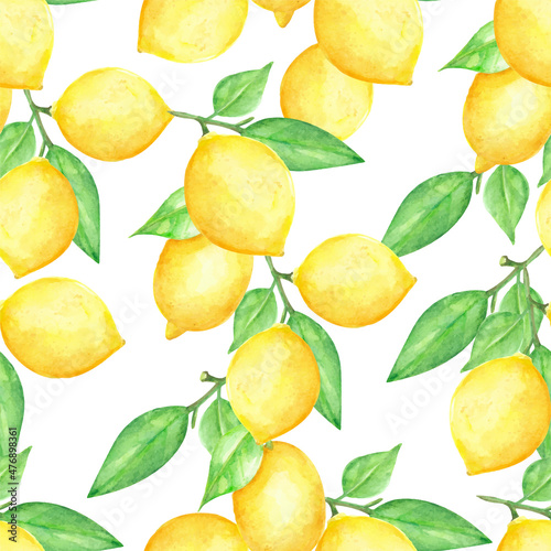 Watercolor lemon fruits pattern