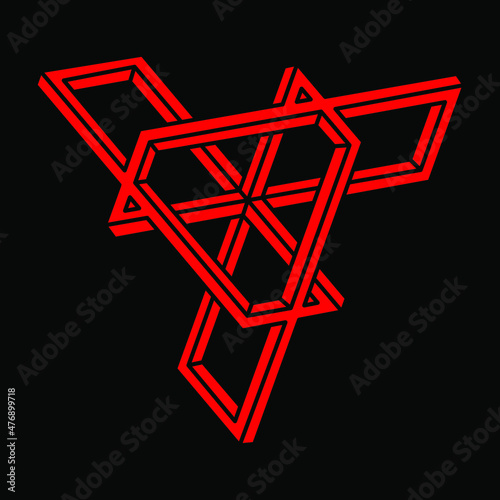 Impossible optical illusion shapes. Optical art objects. Impossible figure. Geometry. Modern logo.