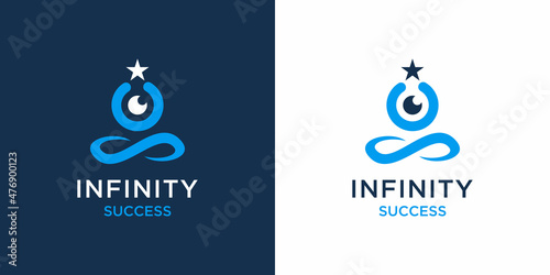 Infinity success logo with star and person