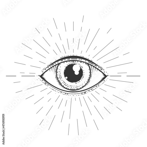 All-seeing eye of providence, masonic symbol, spirituality and occultism fortune-telling eye, vector