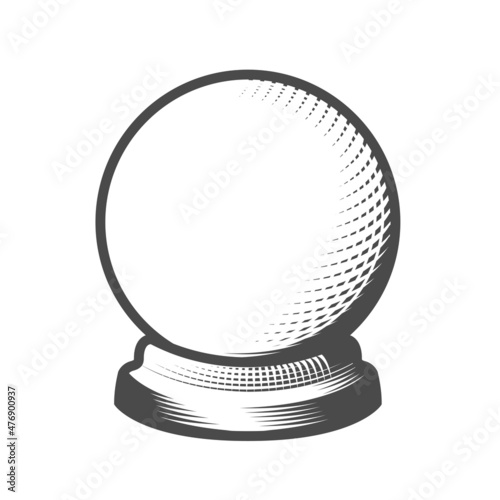 Fortune-teller glass ball, soothsayer glass sphere, Christmas snow dome, vector