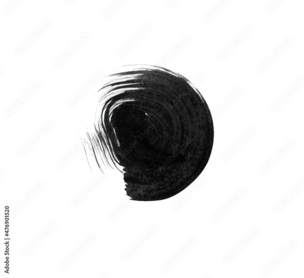 Naklejka premium black circle brush strokes on the white background