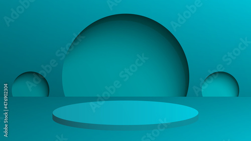 3d podium rendering vector of blue geometric background or blank minimal design concept texture base background. Stage for ceremony on blue podium background, 3d rendering © Areefil