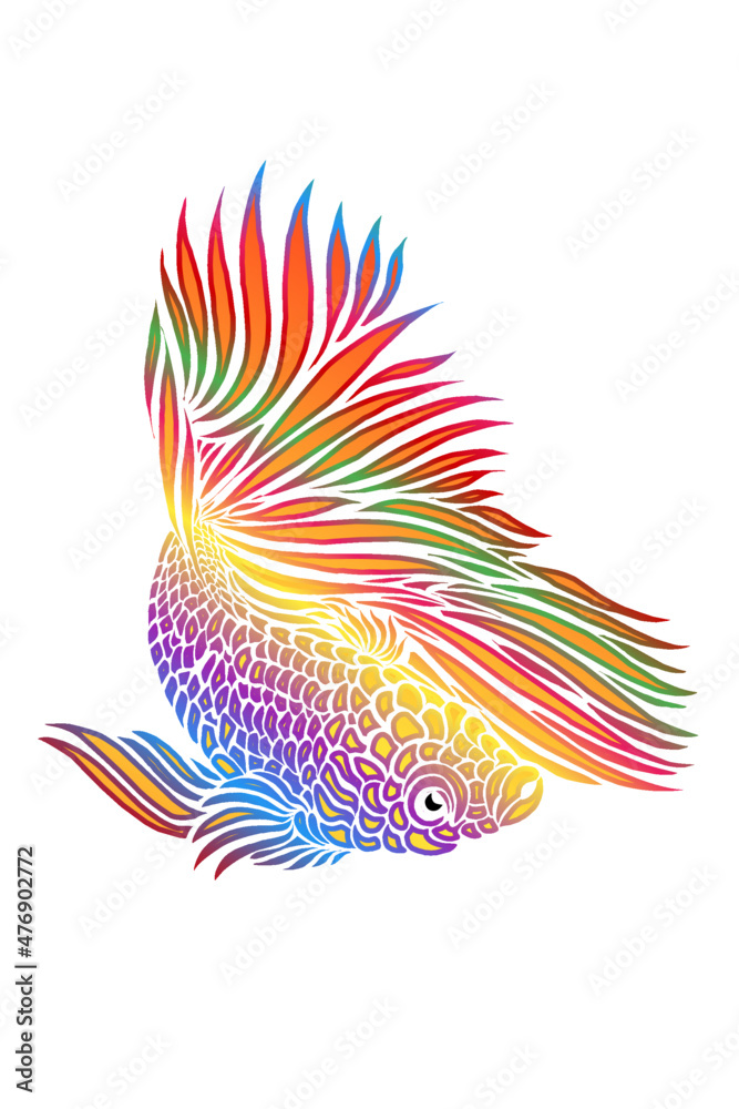 Obraz premium beautiful design vector beauty of colorful betta fish with beautiful fins for clothing