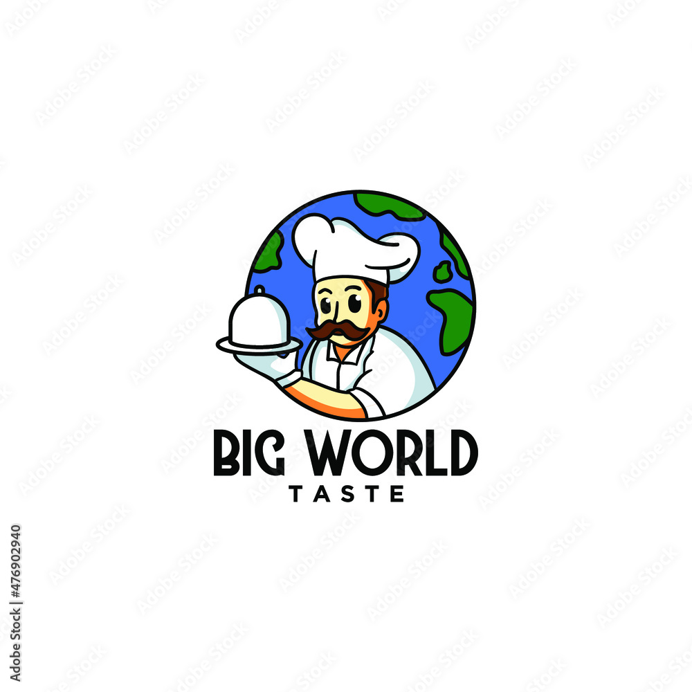 Chef Carrying a Tray Vector Design Logo Chef Carrying a Tray Vector Design Logo