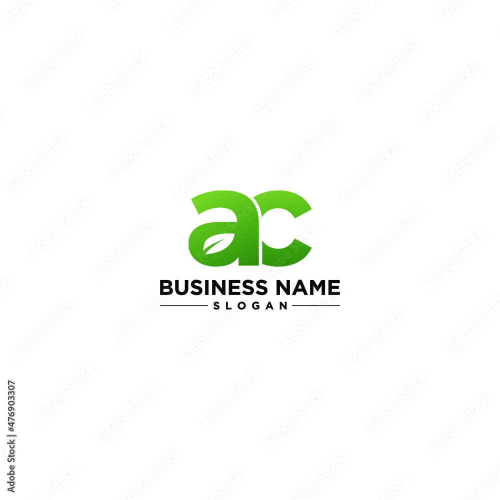 AC Leaf Logo Modern Simple Modern Green Vector AC Leaf Logo Modern Simple Modern Green Vector