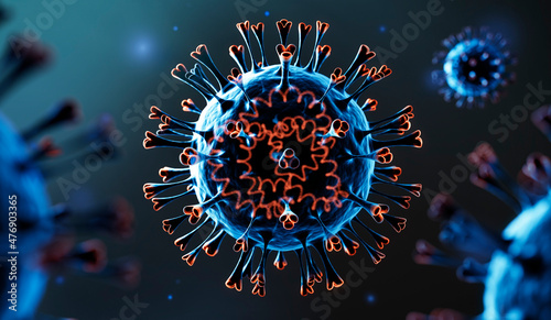 Coronavirus with Mutation Omicron - 3D visualization 
