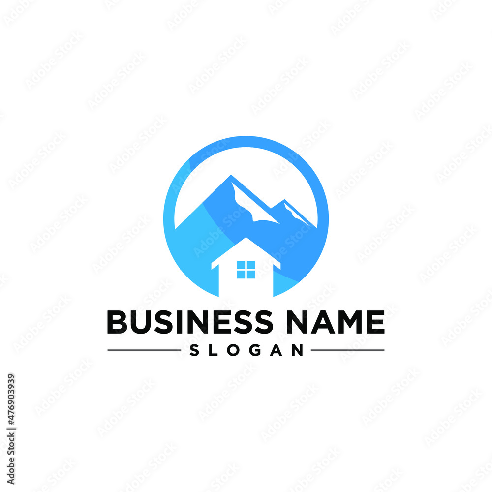Home Nature Vector Blue Design Logo Home Nature Vector Blue Design Logo