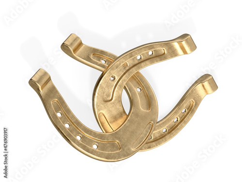 Two connected horseshoes 3d rendering