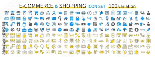 Icon set related to e-commerce and shopping