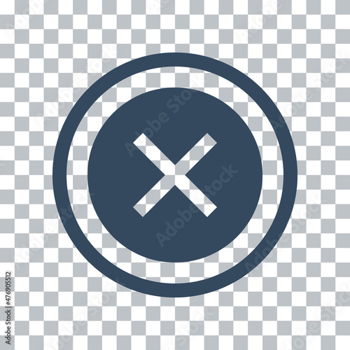 round cross mark vector icon on transparent background