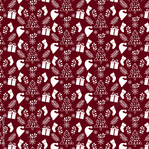 Magic Christmas seamless  pattern with ornaments. Christmas wrapping paper concept. Ideal for postcards, poster, wallpaper, fabric