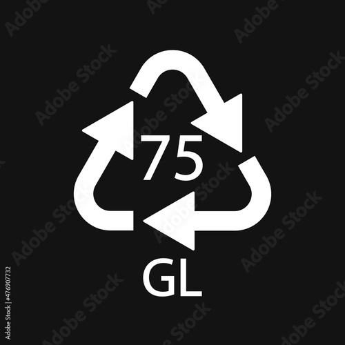 Low Lead Glass. Glass recycling code 75 GL. Vector illustration