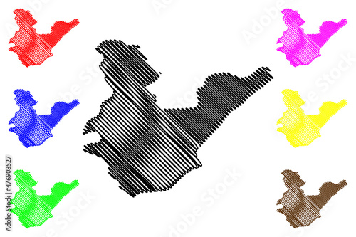 Papum Pare district (Arunachal Pradesh State, Republic of India) map vector illustration, scribble sketch Papum Pare map