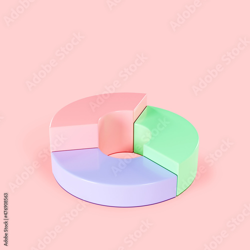 Obraz na płótnie Isometric Donut chart. 3d illustration.