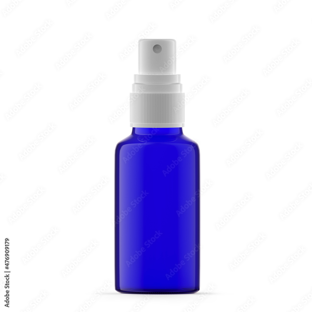 30ml Blue Glass Mist Spray Bottle. Isolated 30ml Blue Glass Mist Spray Bottle. Isolated