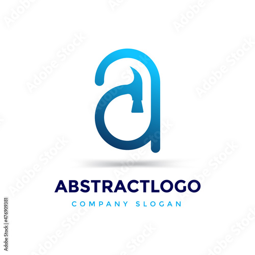 letter A and Hammer combination logo for construction materials selling company. modern and unique logo for company branding.