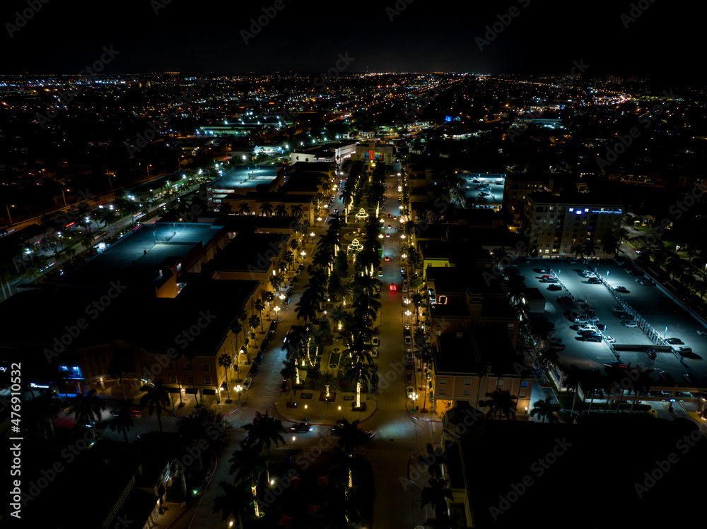 Fototapeta premium Night aerial photo Boca Raton Mizner Park Florida