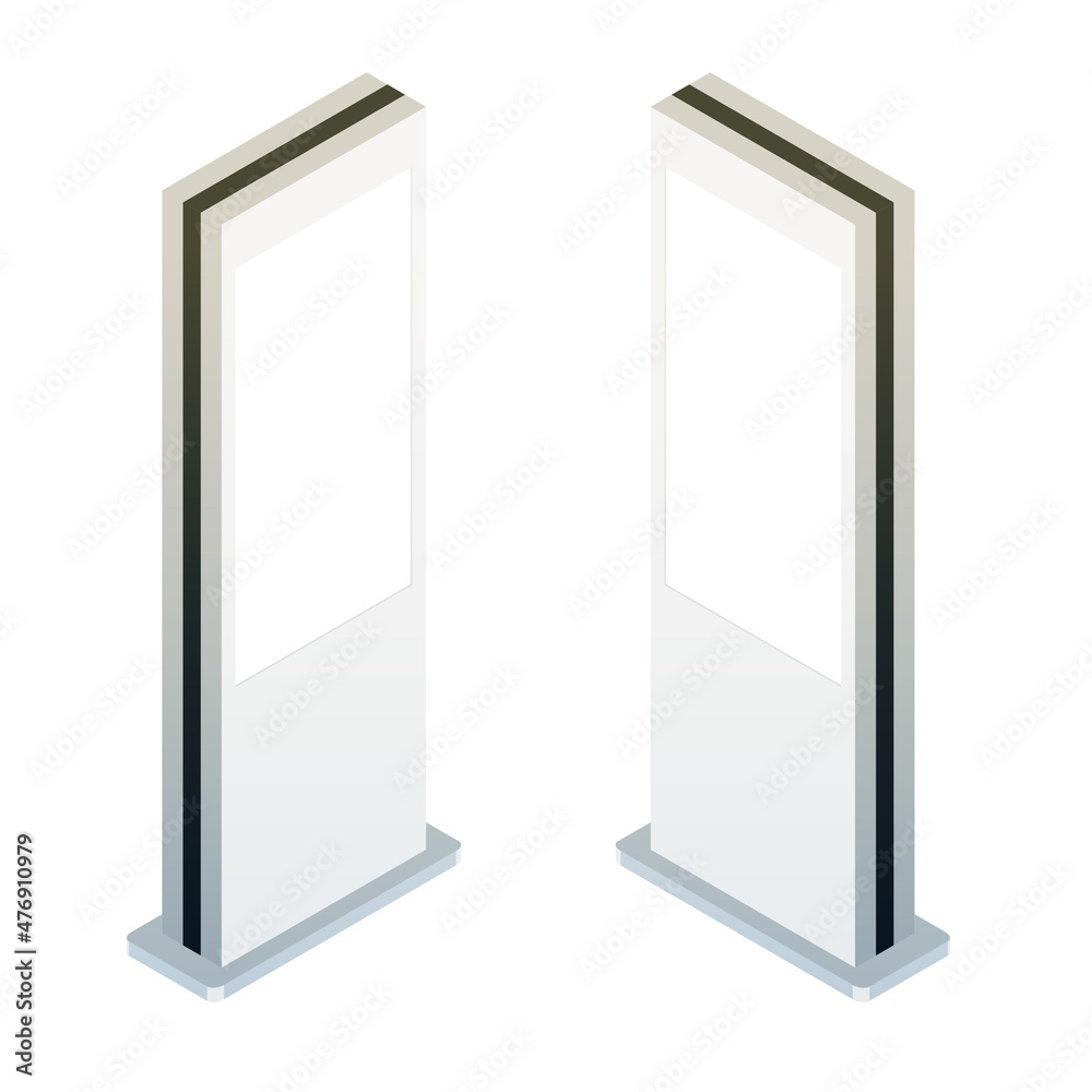 Freestanding information kiosk, terminal, stand. Isometric Freestanding information kiosk, terminal, stand. Isometric
