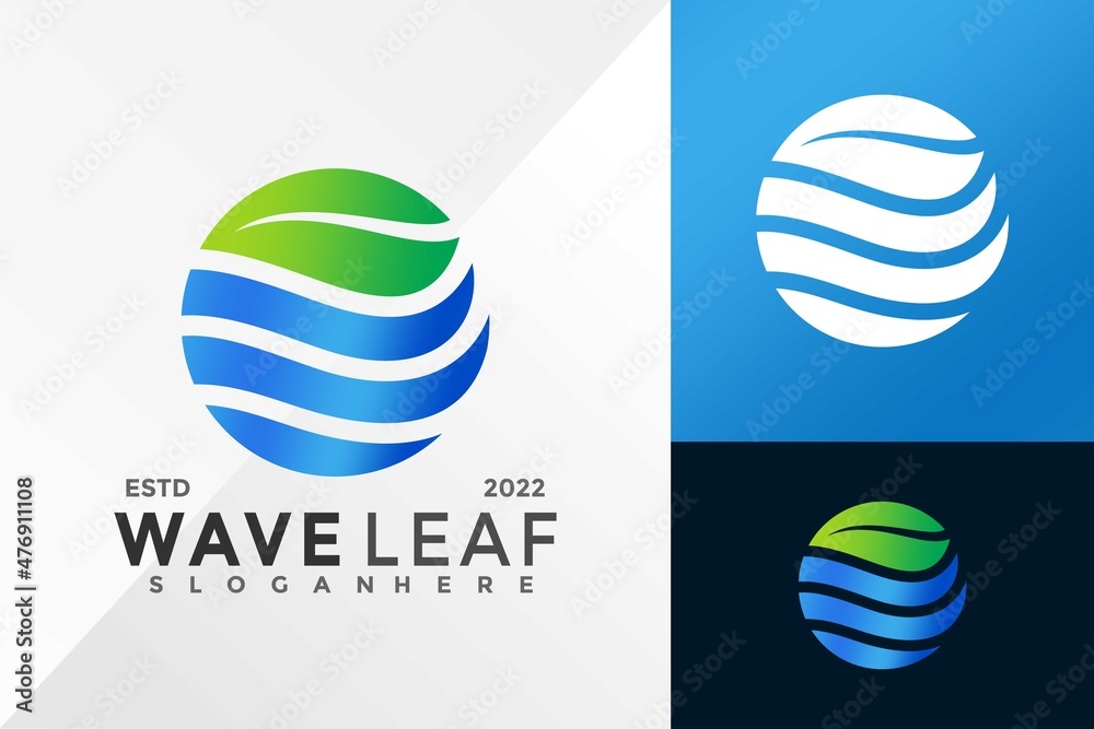 Nature Wave Leaf Logo Design Vector illustration template