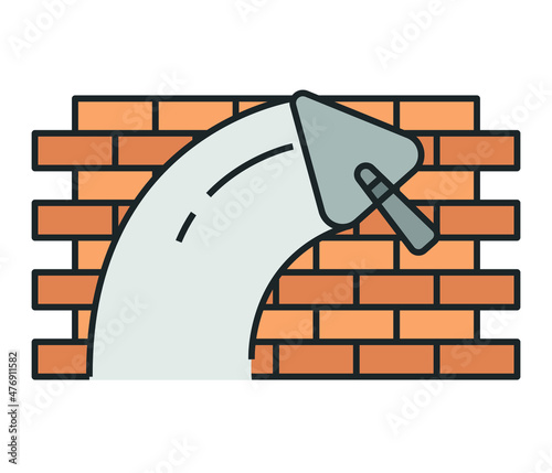 Vector Icon, Brick Wall Plaster and cement.
