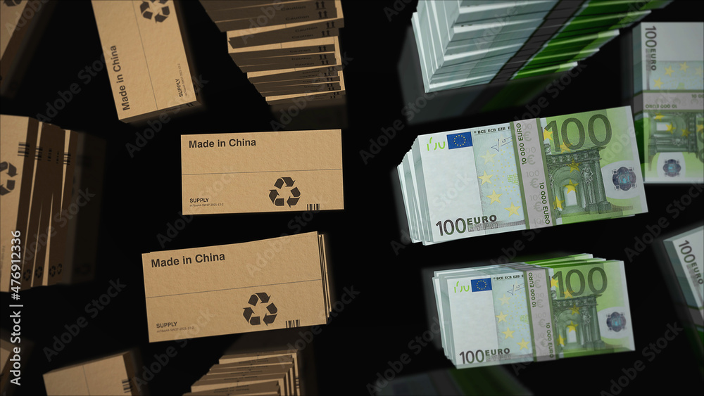 Made in China box and Euro pack loop 3d illustration Made in China box and Euro pack loop 3d illustration