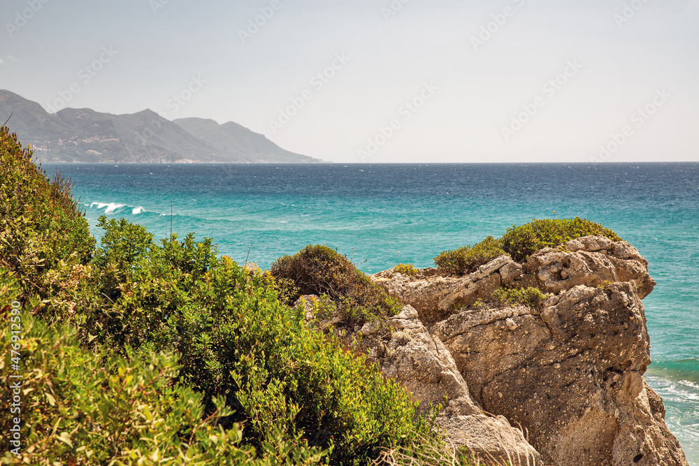 Seascape of Corfu island, Greece.