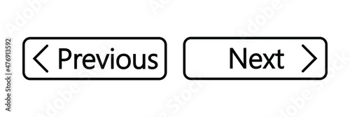 Previous , next page button set isolated on white background , website or App UI pages changer.