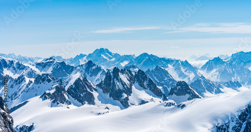 Switzerland, Panoramic view on Snow Alps and Blue Sky around Titlis mountain © AlehAlisevich