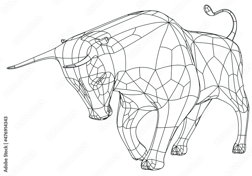 Angry bull polygonal lines illustration. Abstract vector bull on the white background Angry bull polygonal lines illustration. Abstract vector bull on the white background