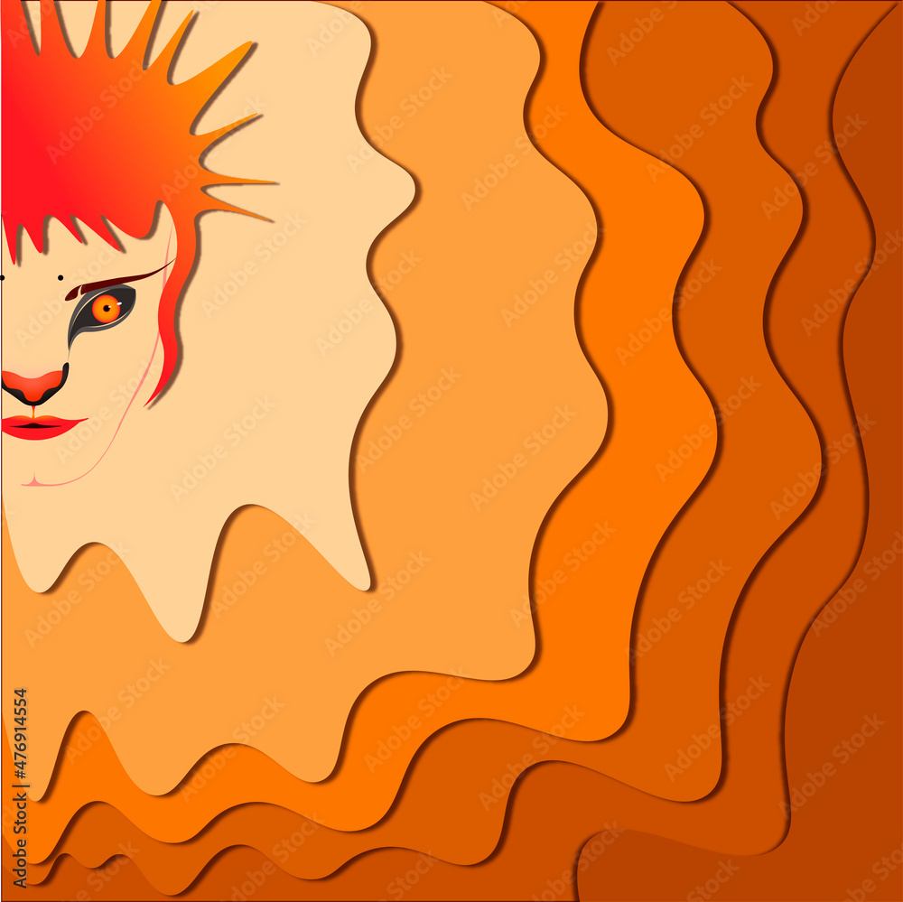 Tiger girl with fiery hair 2022 illustration Tiger girl with fiery hair 2022 illustration