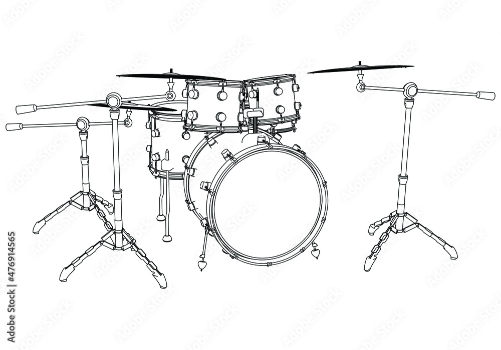 Drum outline vector illustration. Music instrument vector isolated sign on white background