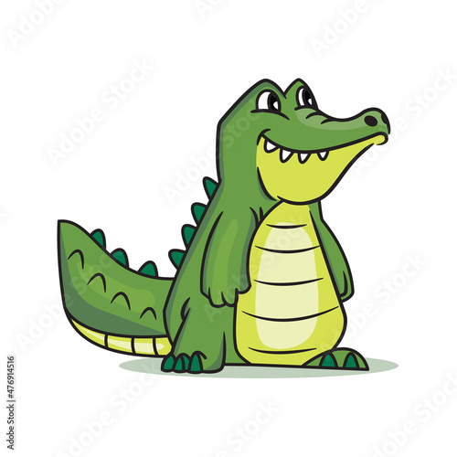 Fotografiet cartoon green crocodile, crocodile smiling, green croc, croc,