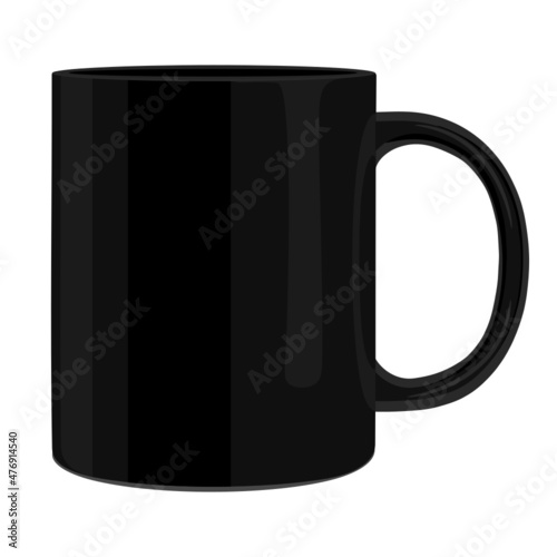 Black coffee mug mock up vector svg template design	