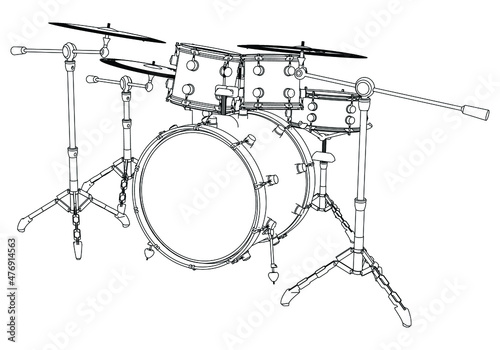 Drum outline vector illustration. Music instrument vector isolated sign on white background