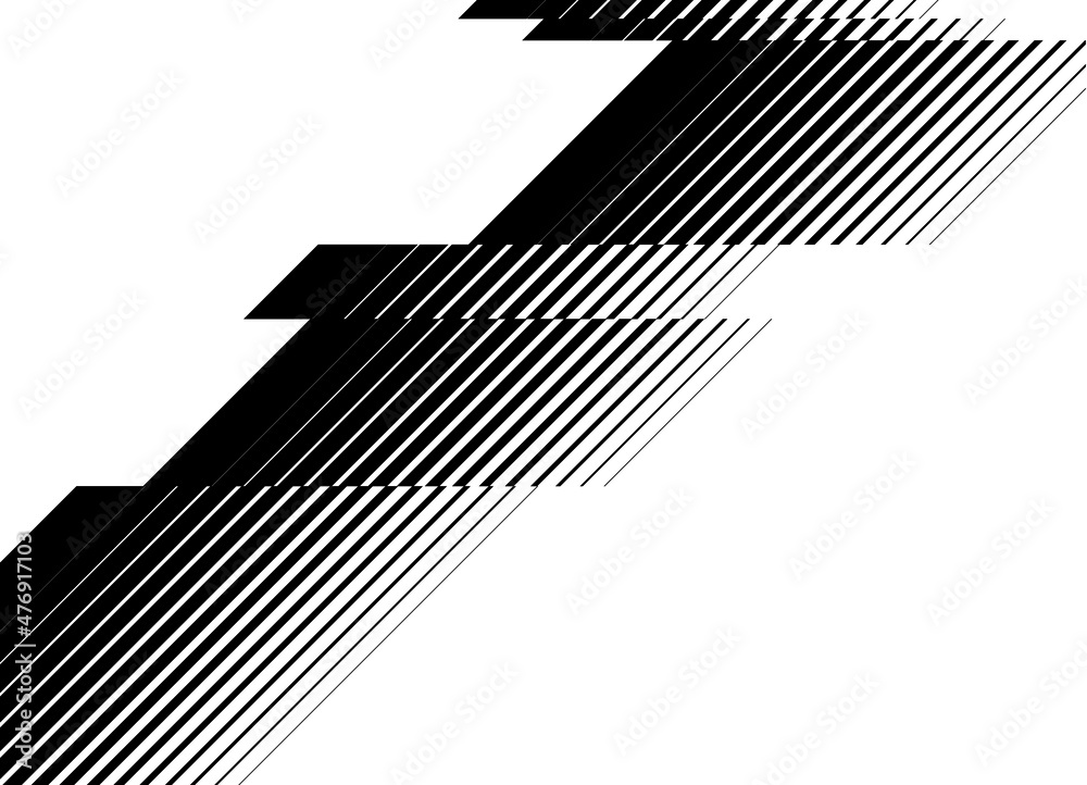 Black abstract pattern on a white background from broken parallel lines. Modern striped vector background Black abstract pattern on a white background from broken parallel lines. Modern striped vector background