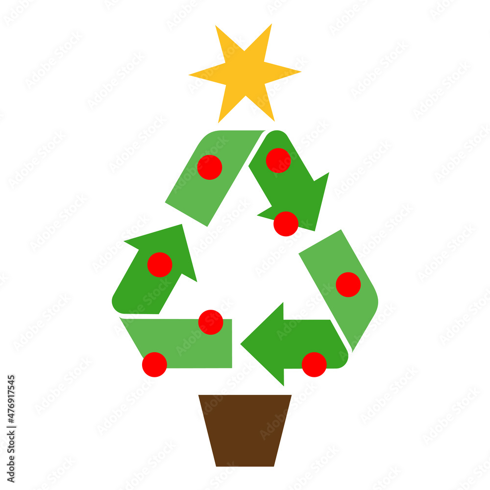 Have a Green Christmas.Recycle christmas three icon.Ecofriendly Christmas.Chrismas three with