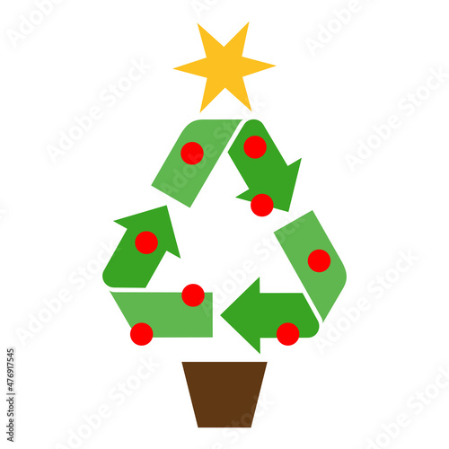 Have a Green Christmas.Recycle christmas three icon.Eco-friendly Christmas.Chrismas three with recycle symbols.Recycling icon.Christmas recycle pine tree