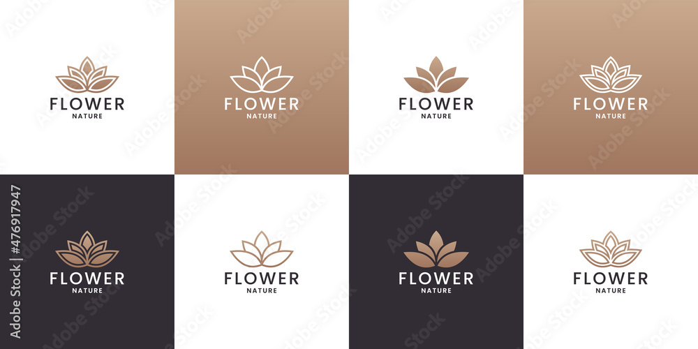 luxury flower logo design with golden color
