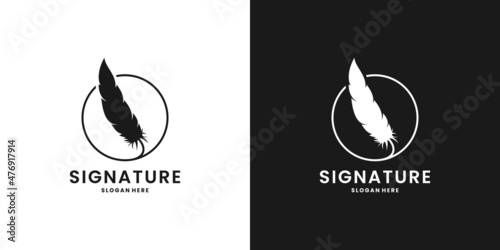 signature logo design. signature with classical stationery logo template