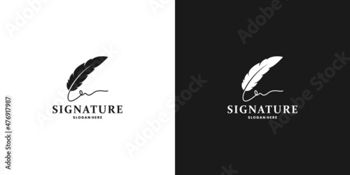 feather pen with signature logo design inspiration