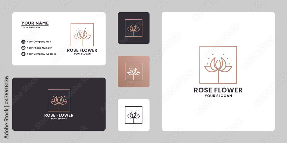 luxury rose flower logo design. feminine beauty rose logo template