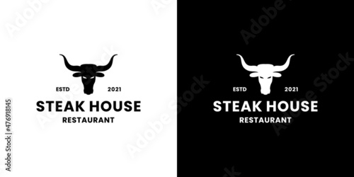 steak house logo design vintage for restaurant and ranch