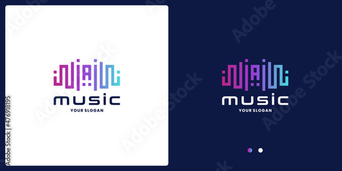 Pulse music player logo element with letter A logo design