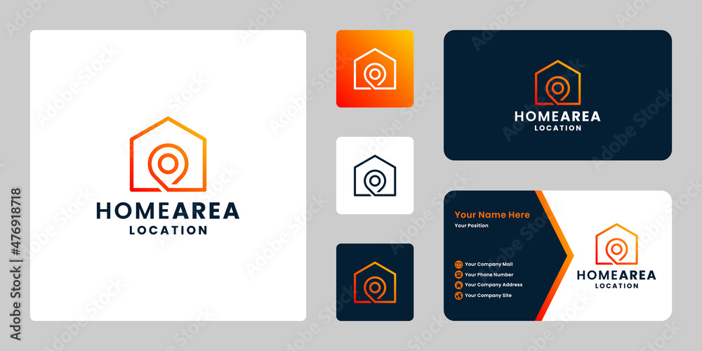 house location area logo design with business card template