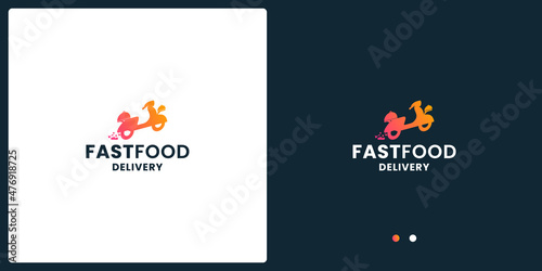 fast delivery logo design for restaurant , online food with gradient color